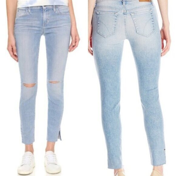 Joe's Jeans Skinny Jeans Split hem distressed Light wash midrise Blue Size 25 - Picture 3 of 16